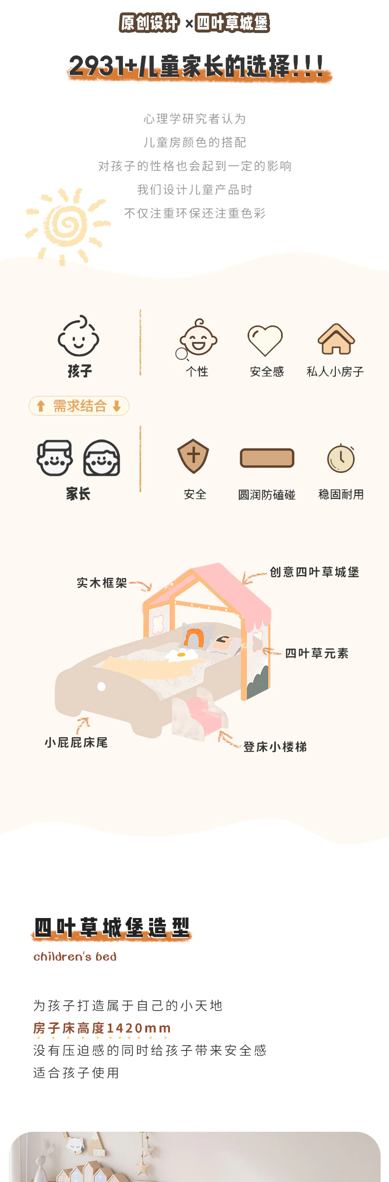 四叶草城堡儿童床完整商品视觉详情，第 2 段，共 16 段