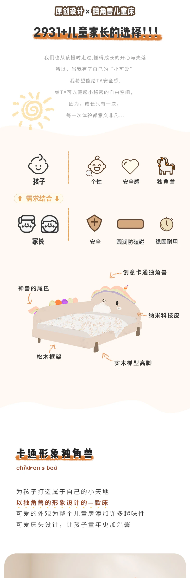 彩虹独角兽儿童床完整商品视觉详情，第 2 段，共 13 段