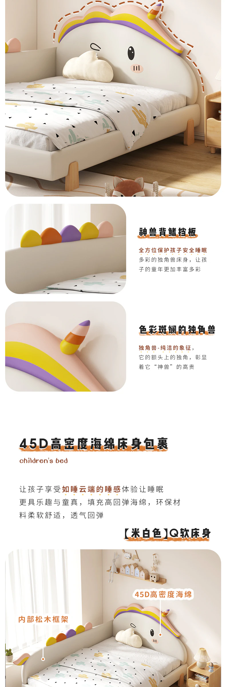 彩虹独角兽儿童床完整商品视觉详情，第 3 段，共 13 段